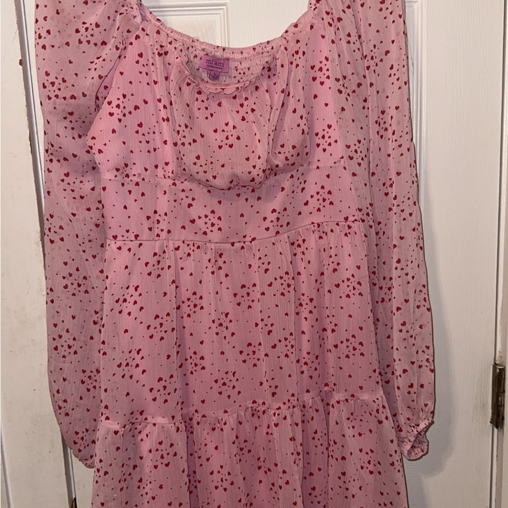 Pink and Red Patterned  Dress